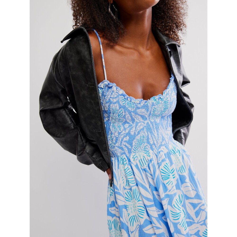 🎉LAST CHANCE🎉 FREE PEOPLE Sweet Nothings Midi Dress / Blue Vista Combo - Picture 5 of 7